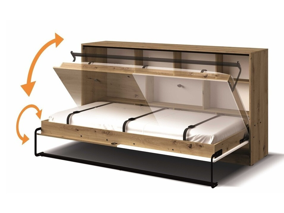 Postelja v omari Mirelbu 114 (Artisan hrast + Bela + Siva)