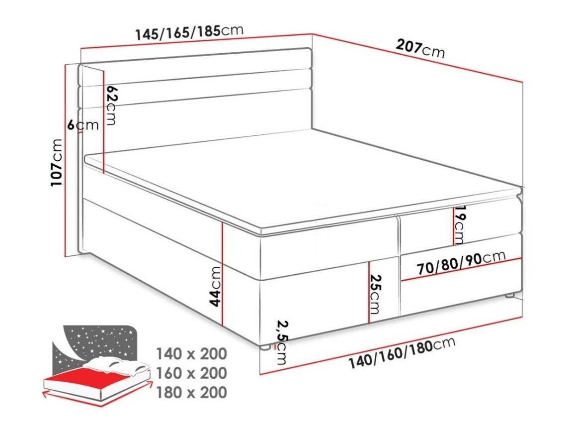 Boxspring postelja Memphis 101 (Lawa 05 + Soft 017)