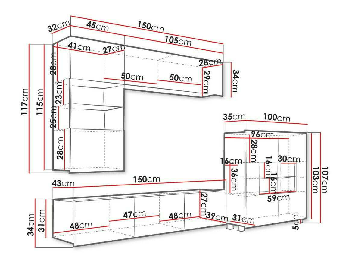 Dnevni prostor Tivdalu 107 (Črna + Sijaj črna)