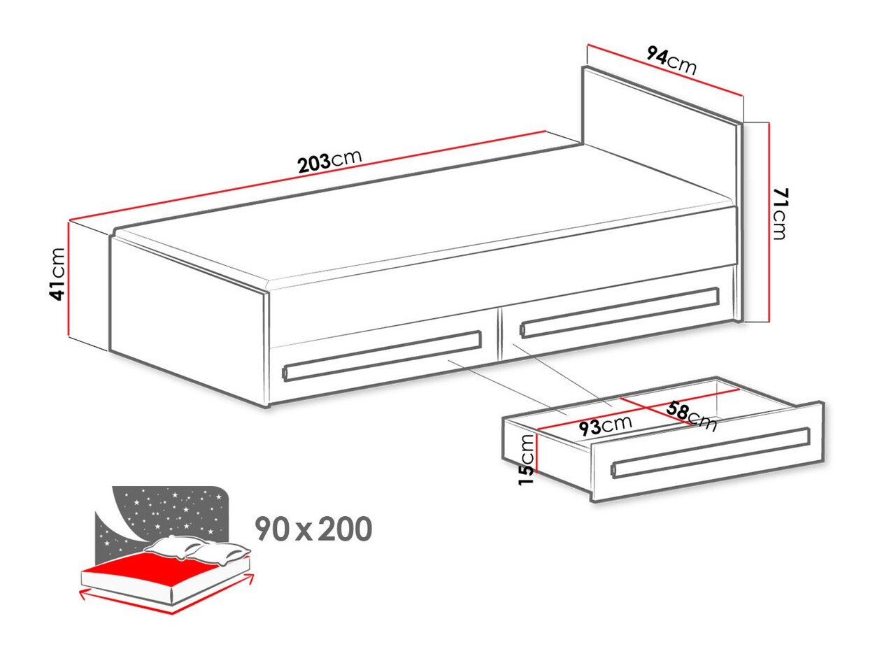 Postelja Merevari 102 (Bela + Sijaj bela + Siva)
