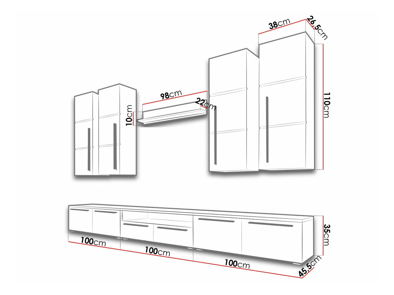 Komplet za dnevno sobo Flos (Bela + Sijaj bela)