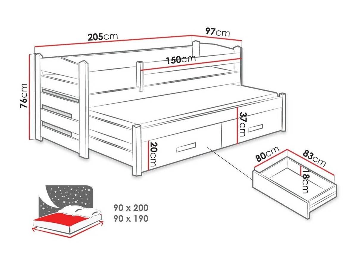 Postelja Henderson 140 (Bela + Artisan hrast)