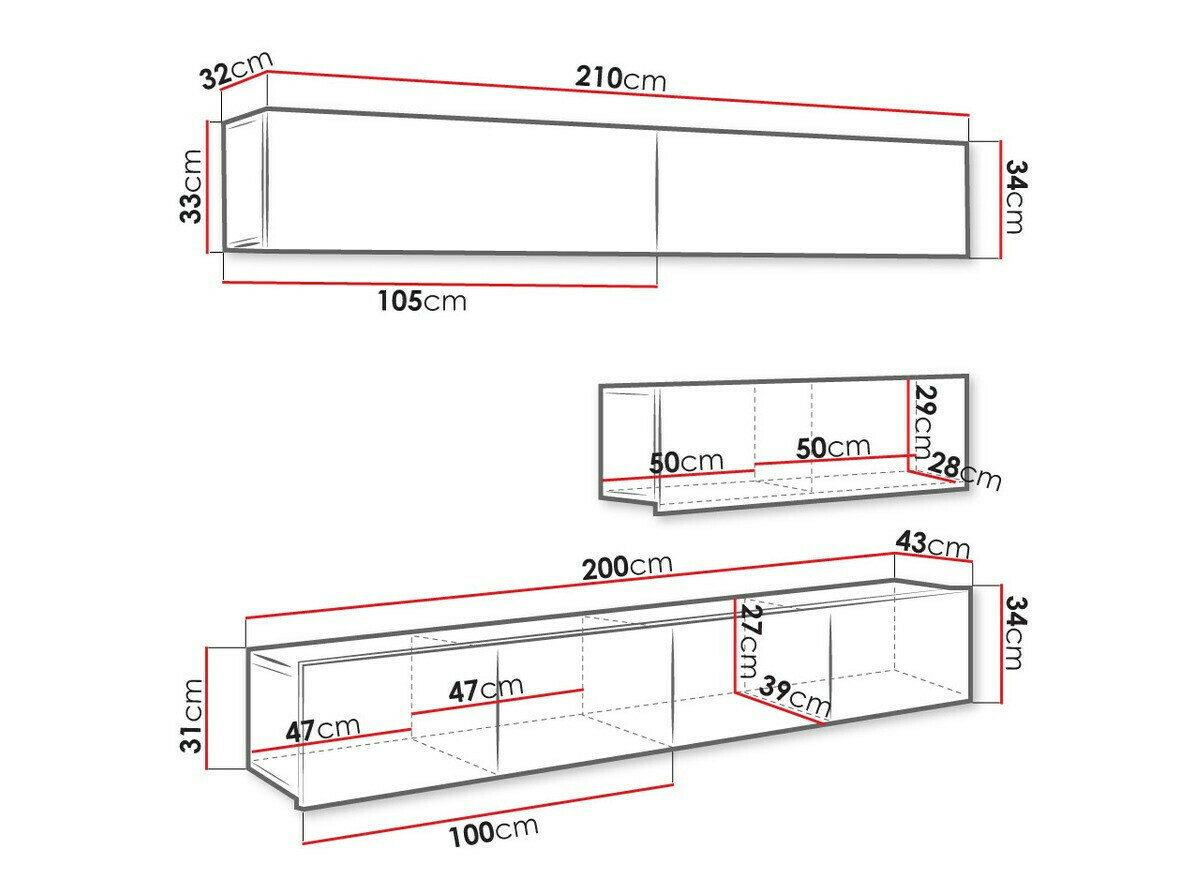 Dnevni prostor Tivdalu 112 (Zlati hrast + Bela + Sijaj bela)