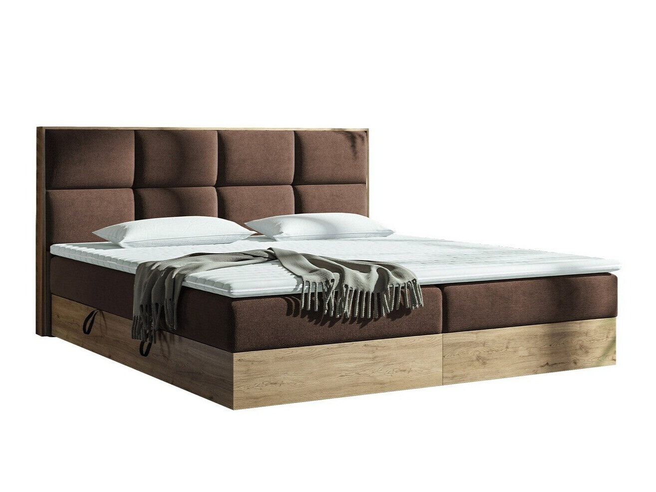 Boxspring postelja ComfiDream Miraena (Zlati hrast + Soro 28)
