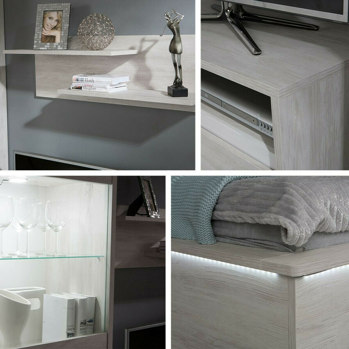 Komplet za dnevno sobo Fivelbo 115 (Monastery hrast + Sijaj črna)