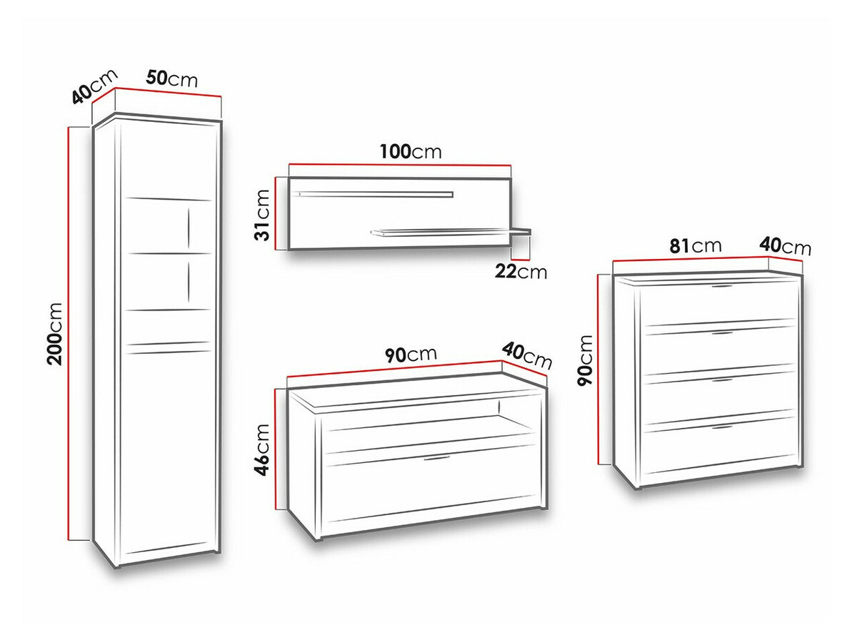 Komplet za dnevno sobo Fivelbo 115 (Monastery hrast + Sijaj črna)