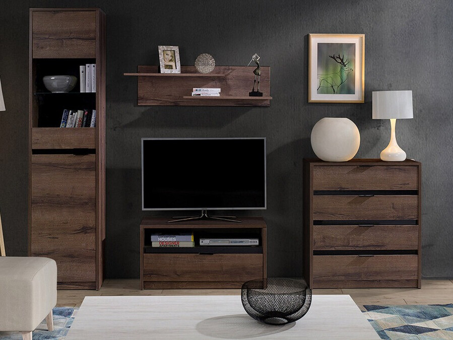 Komplet za dnevno sobo Fivelbo 115 (Monastery hrast + Sijaj črna)