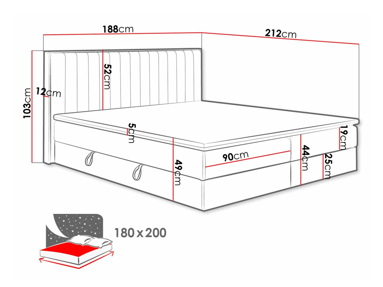 Boxspring postelja ComfiDream 166 (Zlati hrast + Soro 100)