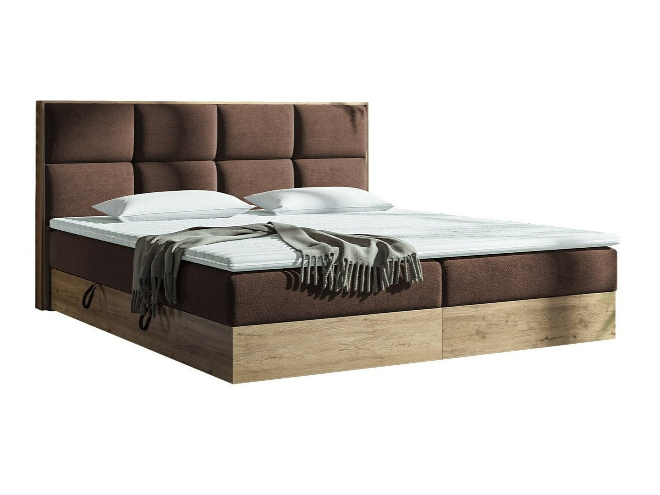Boxspring postelja ComfiDream Miraena (Zlati hrast + Soro 28)