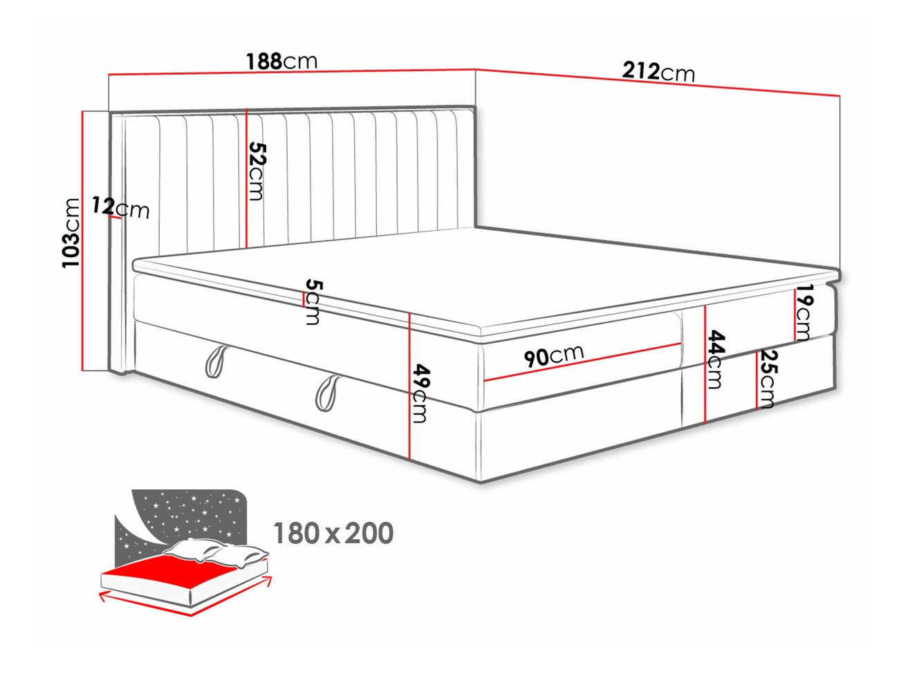 Boxspring postelja ComfiDream Odelra (Zlati hrast + Soro 21)