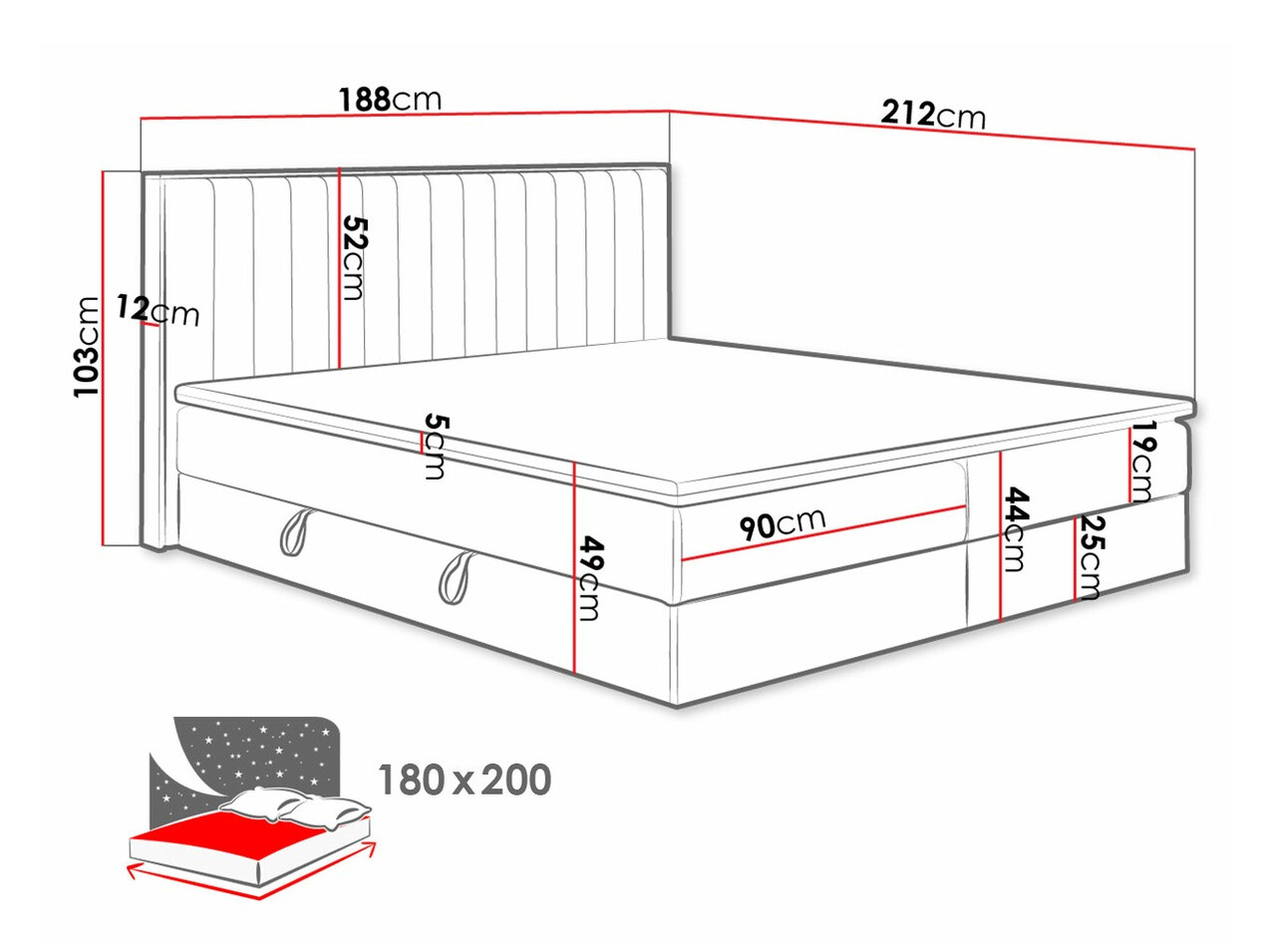 Boxspring postelja ComfiDream Odelra (Zlati hrast + Soro 24)