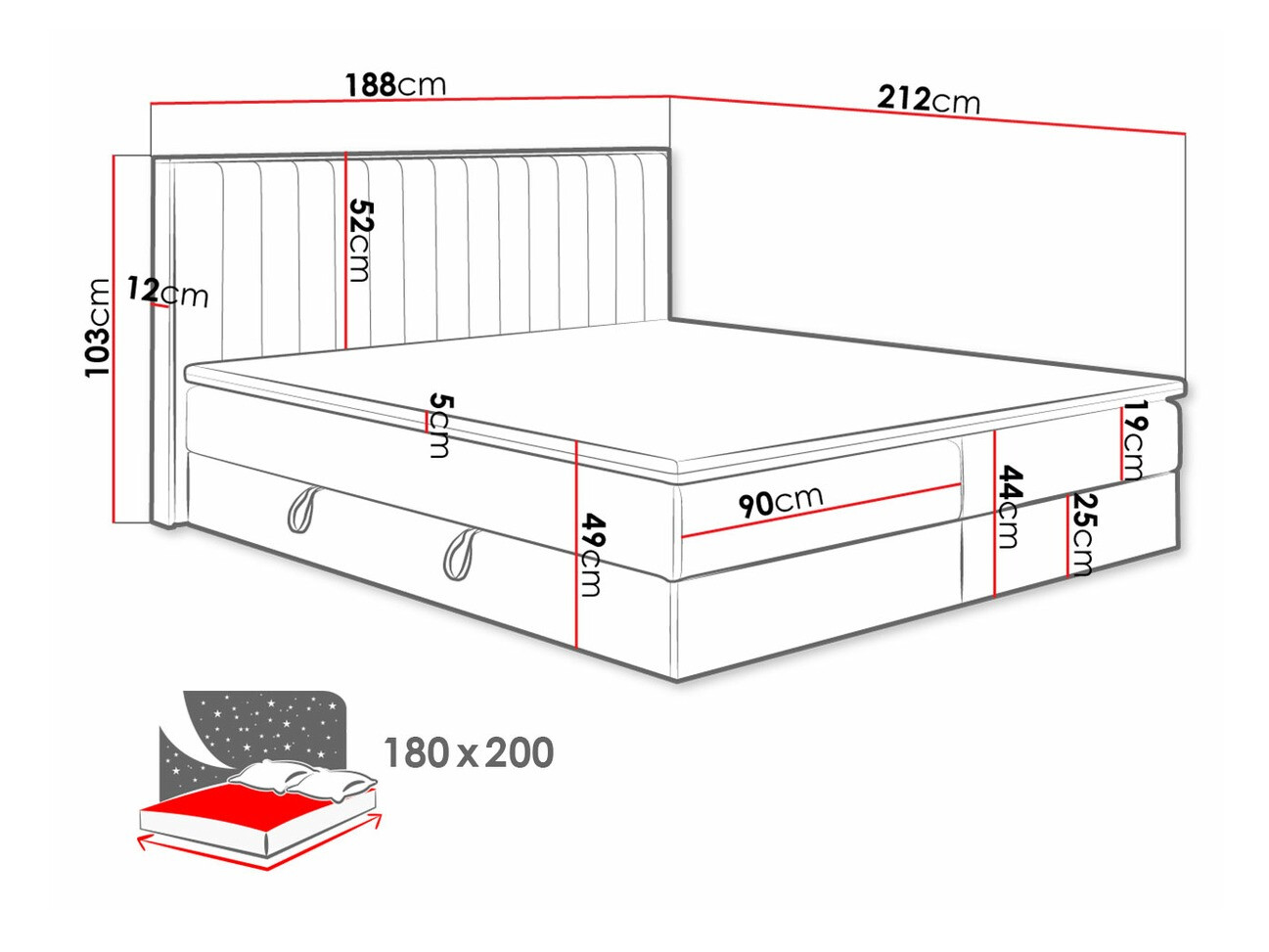 Boxspring postelja ComfiDream Odelra (Zlati hrast + Soro 90)