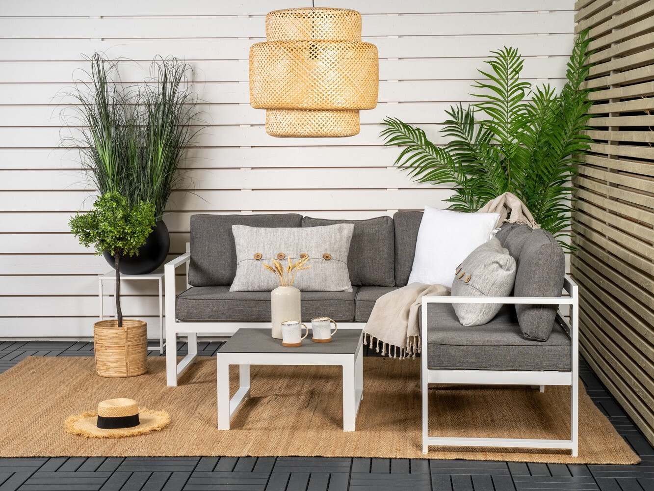 Komplet vrtnega pohištva Dallas 773 (Bela + Siva)