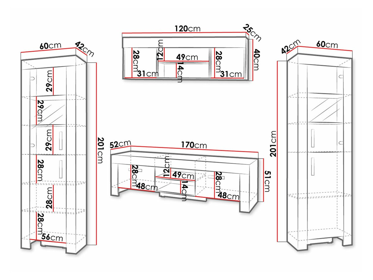Komplet za dnevno sobo Melfeli 124 (Sonoma hrast)