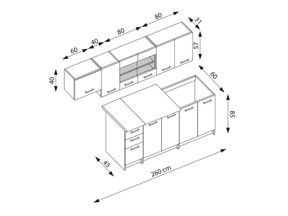 Kuhinjski blok Houston 1182 (Sanema hrast + Bela + Bež)