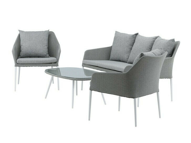 Komplet vrtnega pohištva Dallas 3116 (Svetlo siva + Bela)