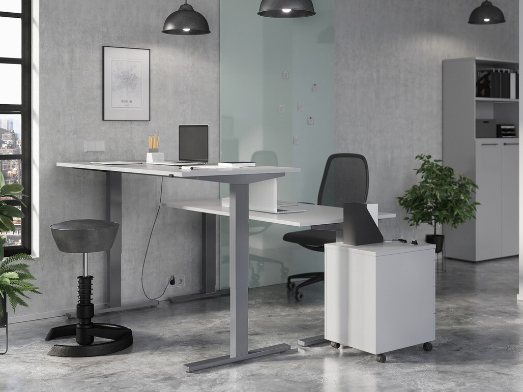 Dvižna pisalna miza Eliromo 109 (Svetlo siva + Siva)