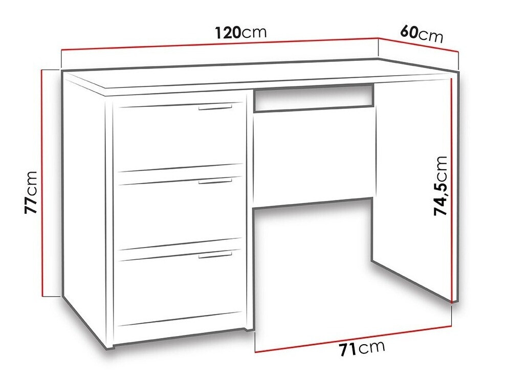 Pisalna miza Fivelbo 100 (Monastery hrast + Sijaj črna)