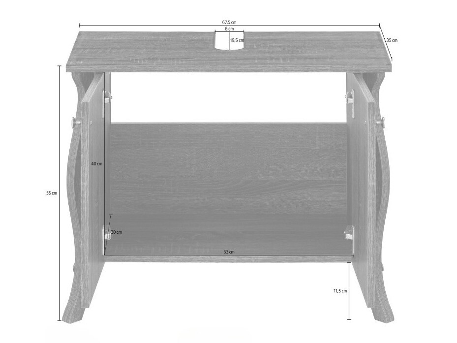 Prostostoječa kopalniška omarica za umivalnik Ophtole 100 (Sivi hrast)