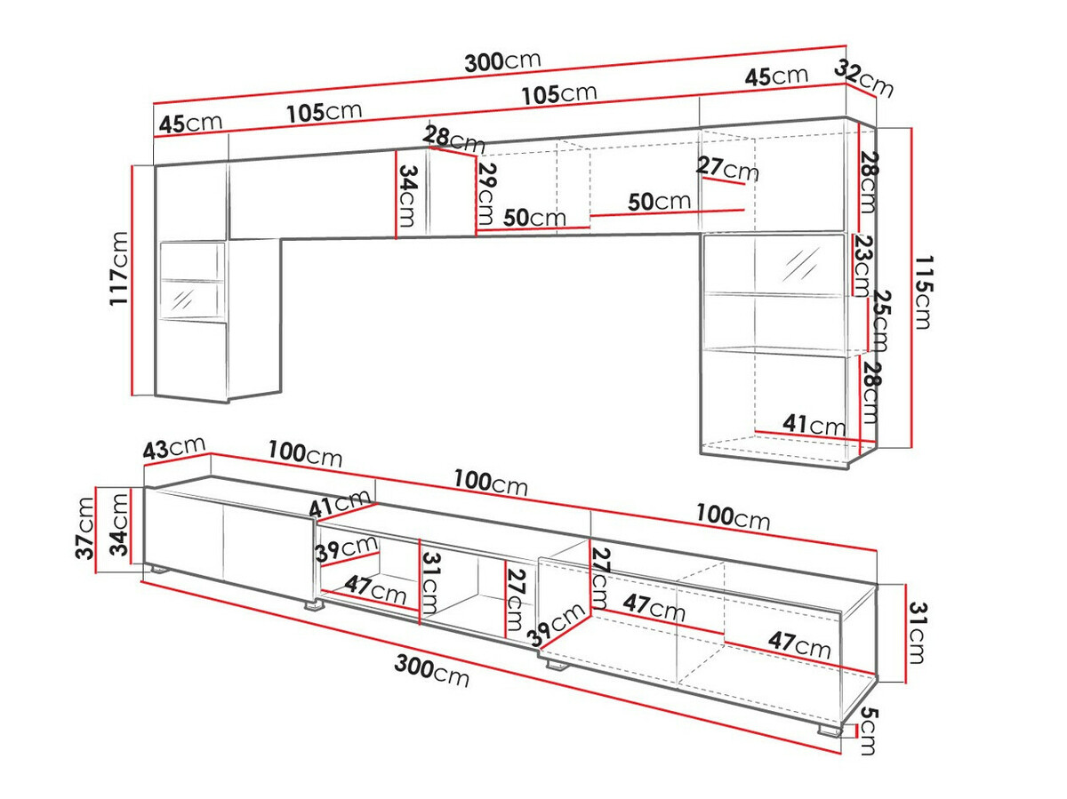 Komplet za dnevno sobo Tivdalu 144 (Črna + Sijaj črna + Artisan hrast)