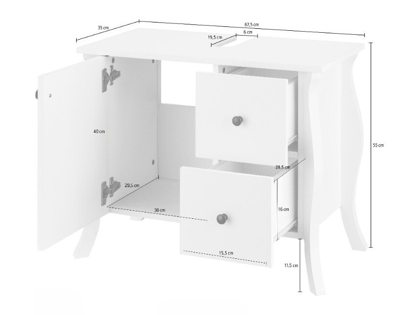 Prostostoječa kopalniška omarica za umivalnik Ophtole 101 (Sivi hrast)