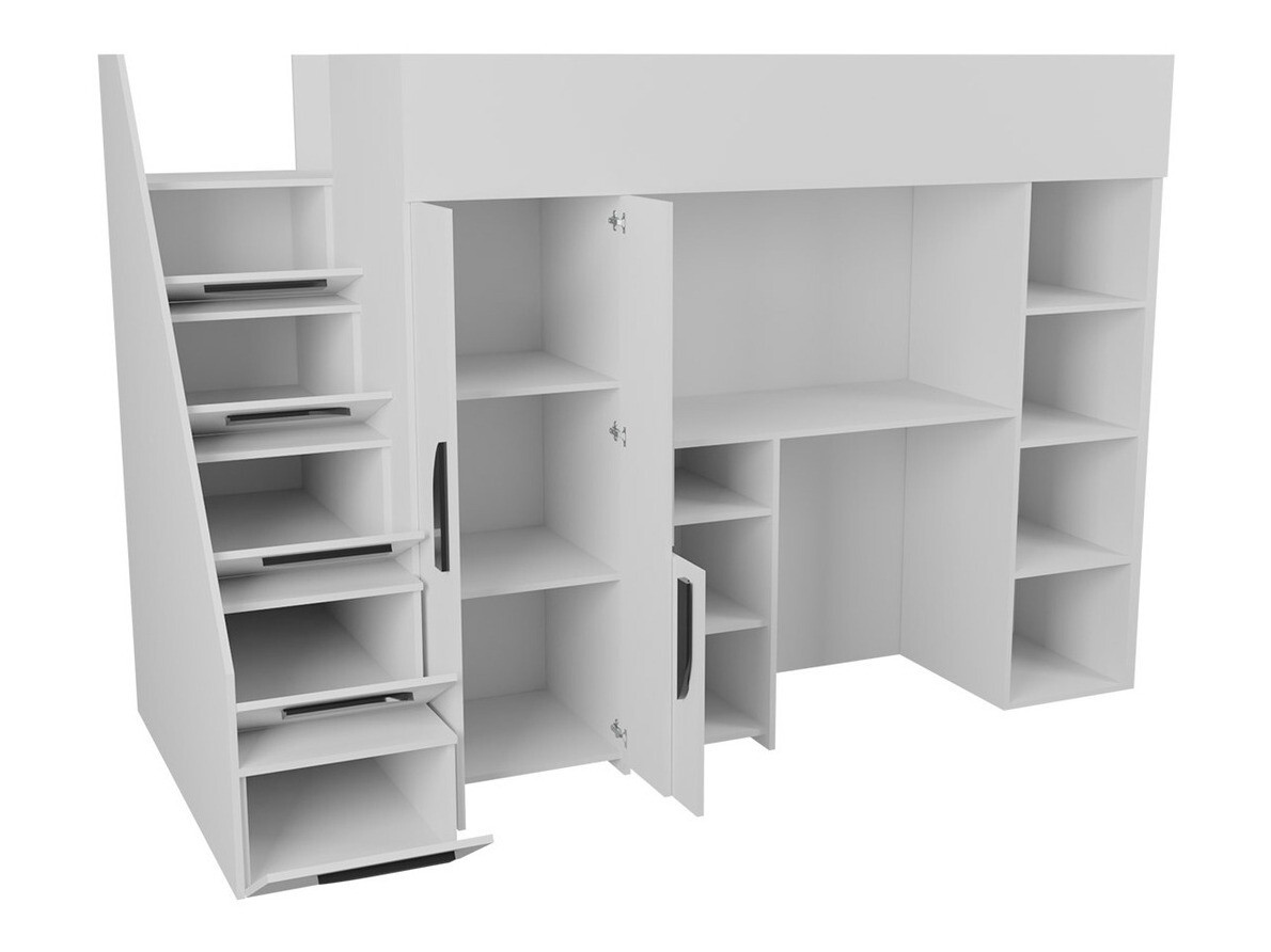 Visoka postelja Hartford 192 (Bela + Sijaj roza + Sijaj bela)