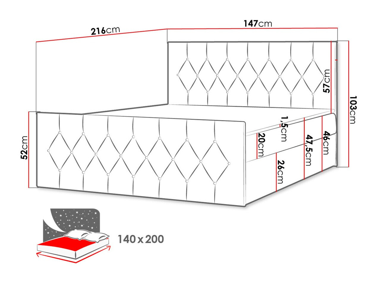 Boxspring postelja Baltimore 161 (Mikrofaza 05)