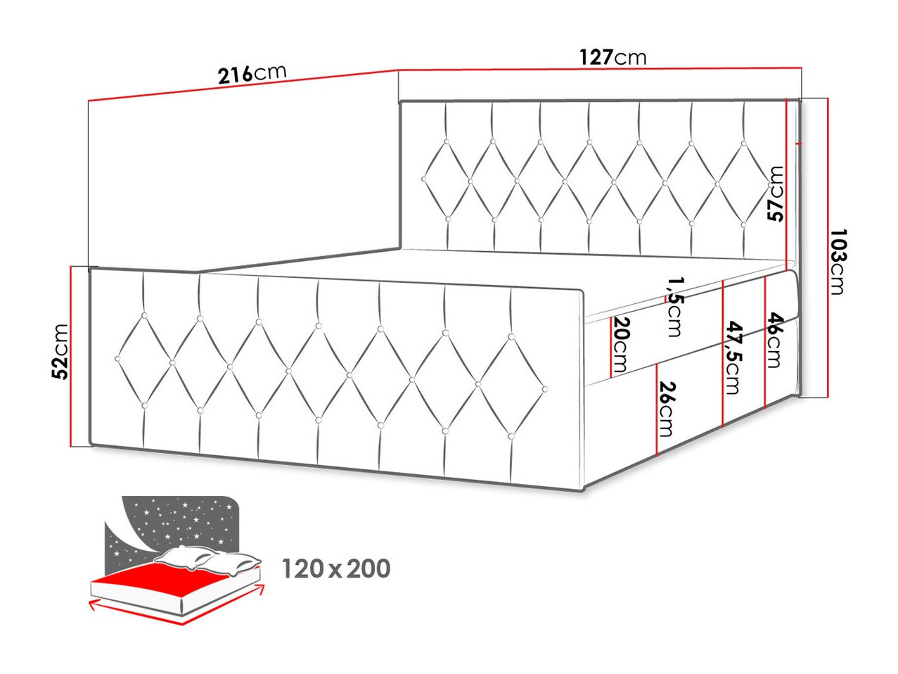 Boxspring postelja Hortulus II (Mikrofaza 05)