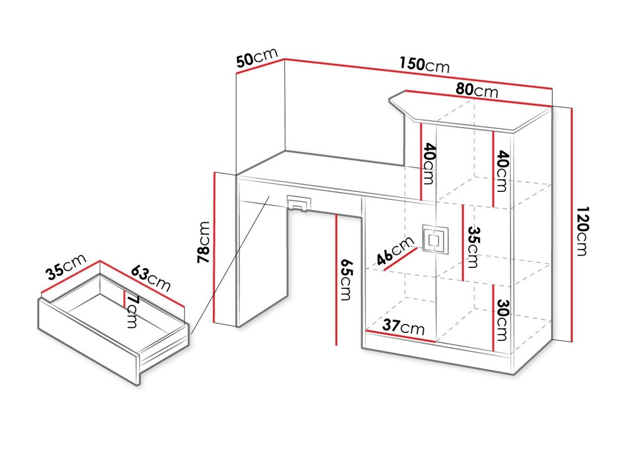Pisalna miza Tolfere 105 (Lahki hrast + Bela)
