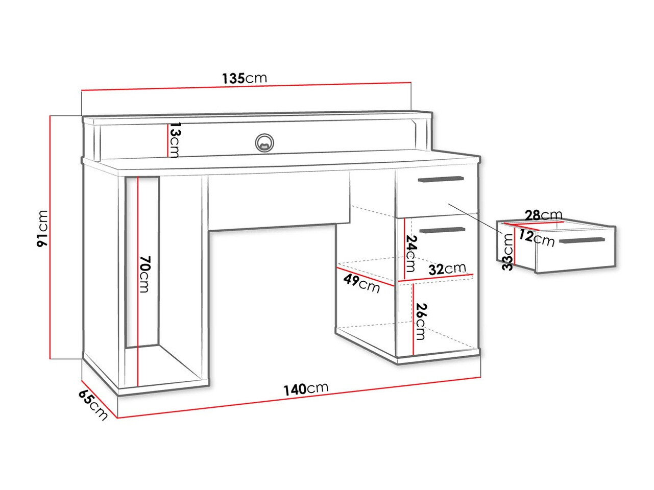Gaming miza Serus (Mat črna)