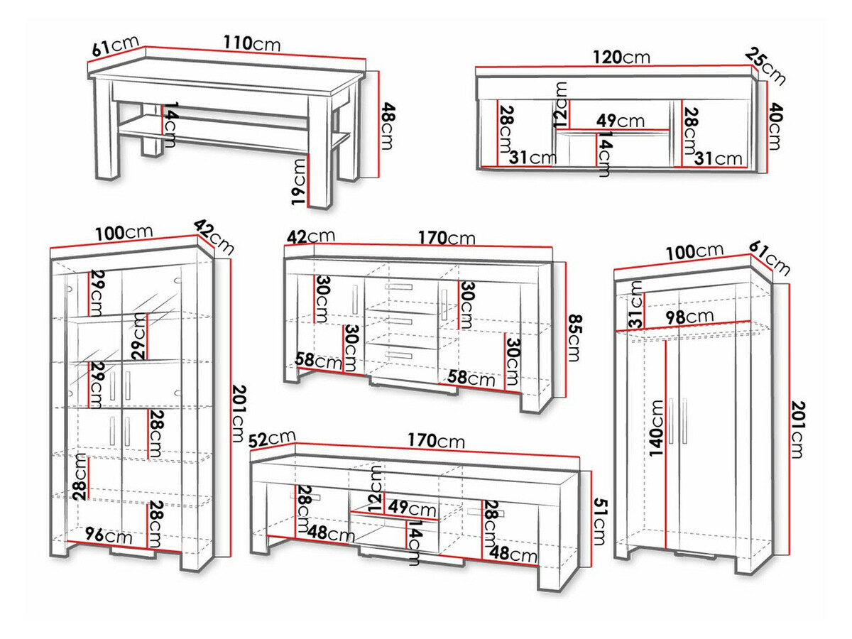 Komplet za dnevno sobo Melfeli 126 (Sonoma hrast)