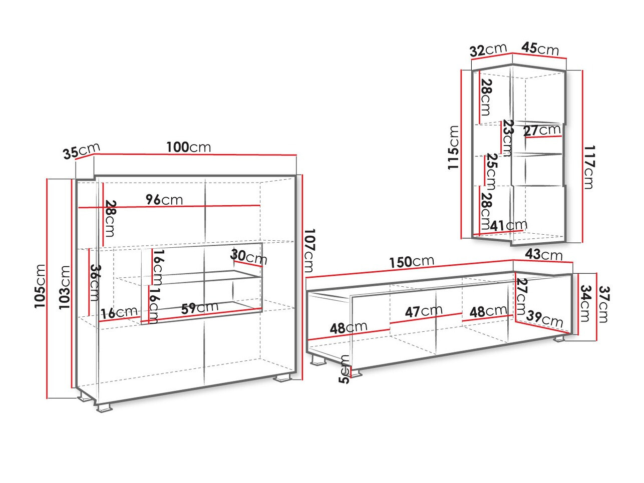 Dnevni prostor Tivdalu 111 (Bela + Sijaj bela)