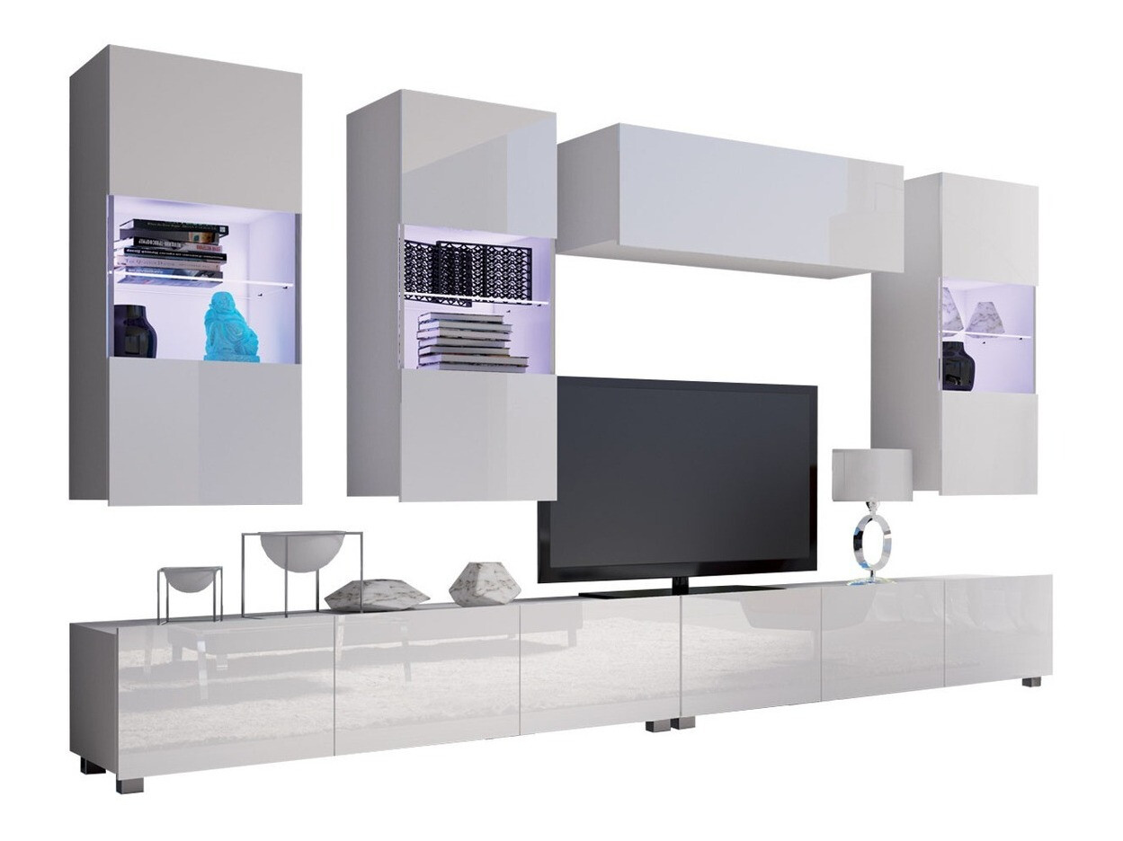 Komplet za dnevno sobo Tivdalu 109 (Bela + Sijaj bela)