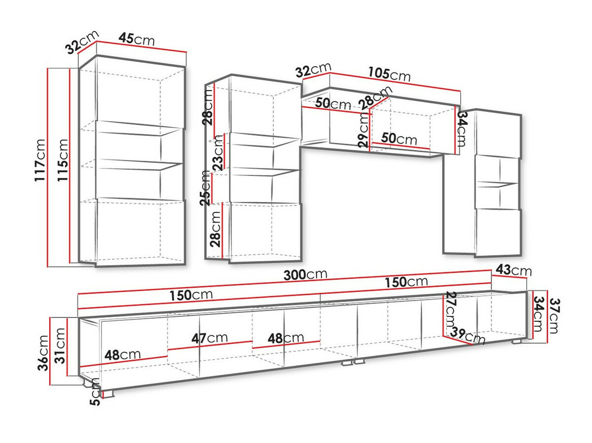 Komplet za dnevno sobo Tivdalu 109 (Črna + Sijaj črna)