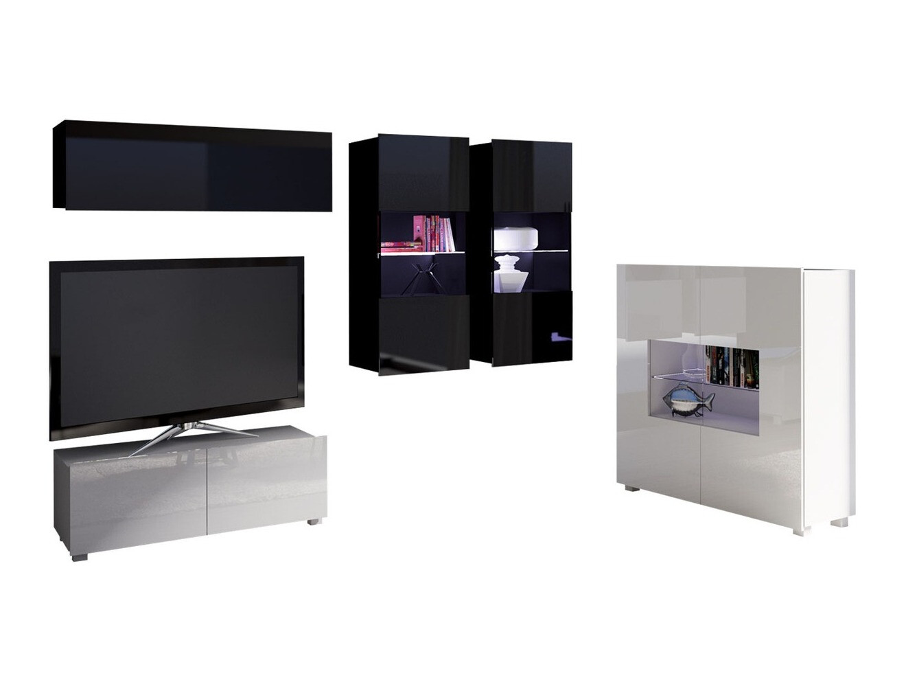 Dnevni prostor Tivdalu 115 (Bela + Sijaj bela + Črna + Sijaj črna)