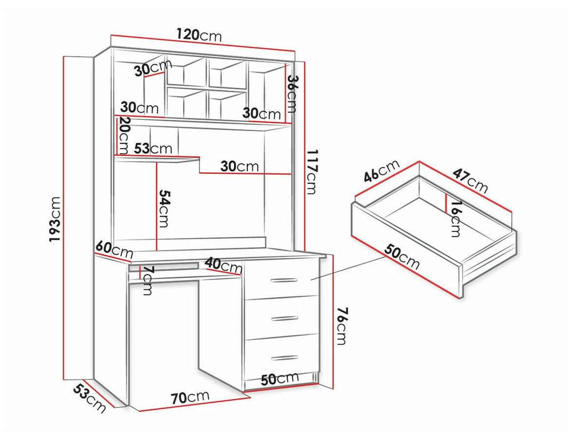 Pisalna miza Campus (Bela + Sijaj bela + Sijaj siva)