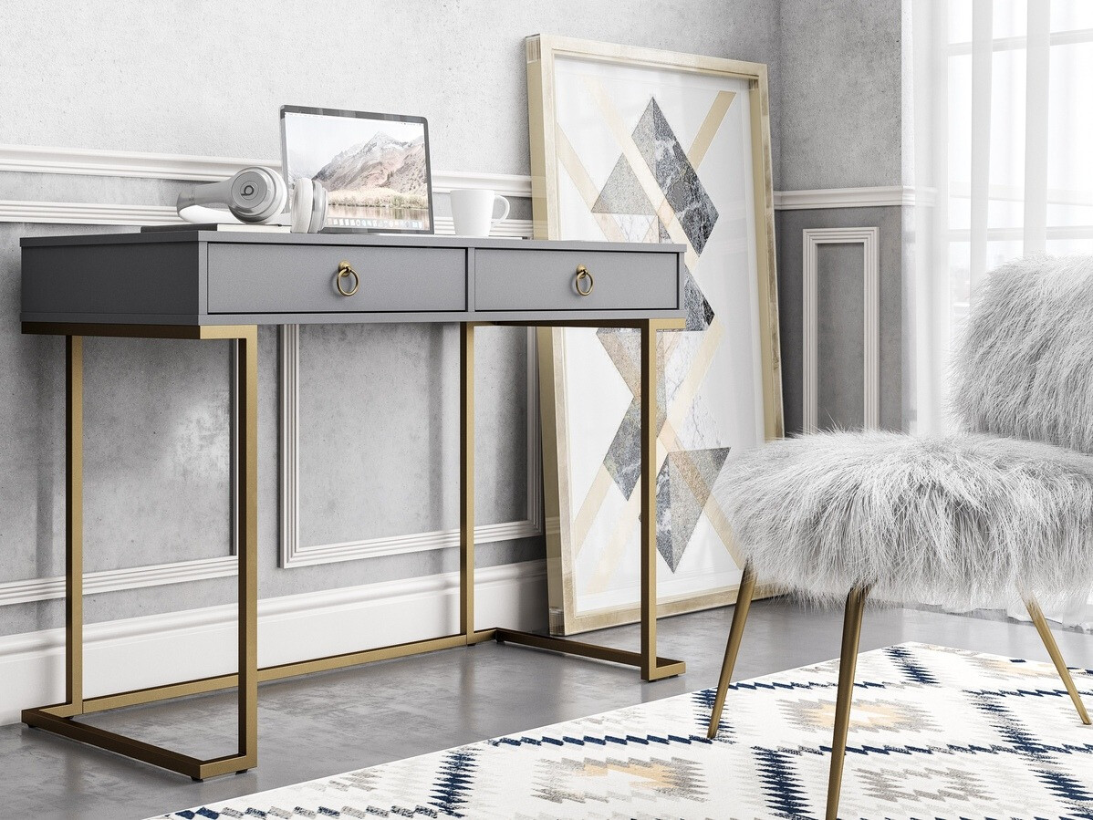 Pisalna miza CosmoLiving by Cosmopolitan Fersale 100 (Grafit + Zlata)