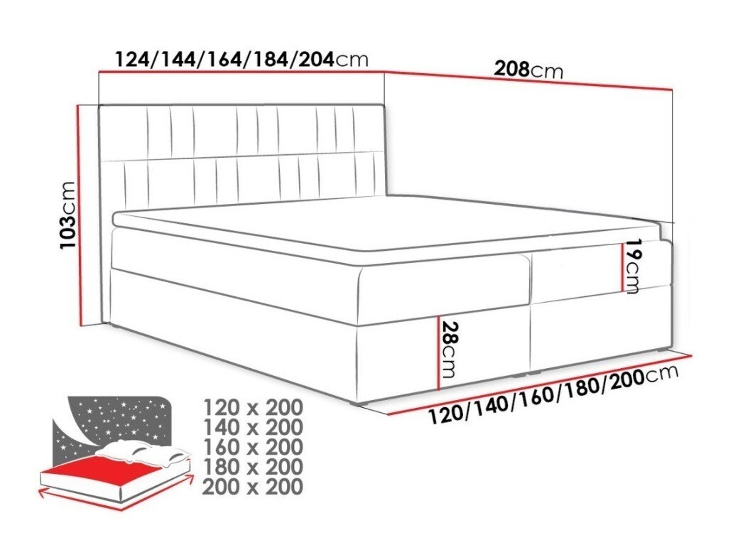 Boxspring postelja Pons I (Kronos 34)