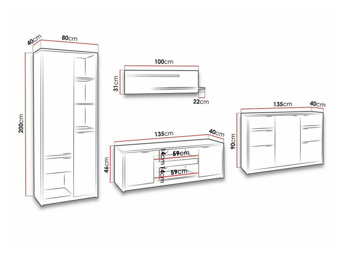 Komplet za dnevno sobo Fivelbo 117 (Monastery hrast + Sijaj črna)