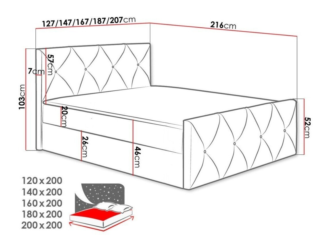 Boxspring postelja Baltimore 150 (Mono 242)