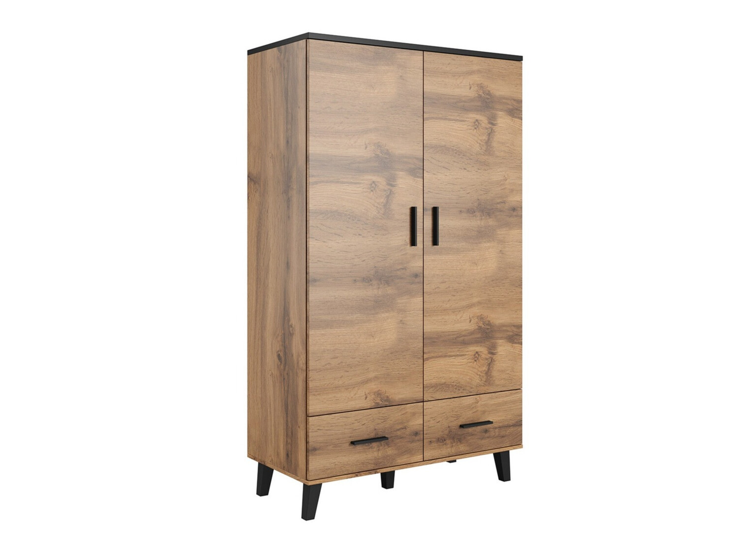 Garderobna omara Larfloi 111 (Wotan hrast + Črna)