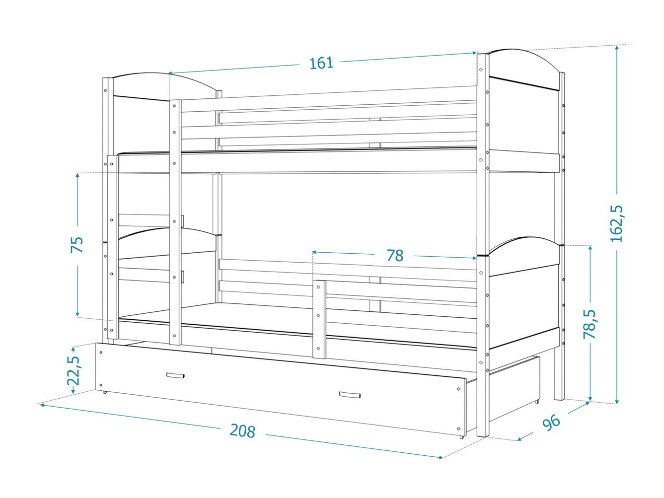 Dvonadstropna postelja Aurora 103 (Bela)