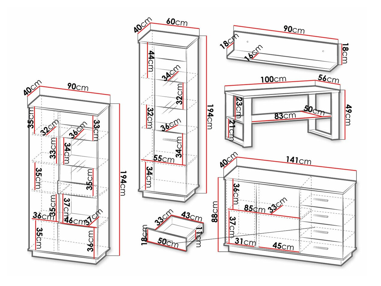 Komplet za dnevno sobo Tenodeu 117