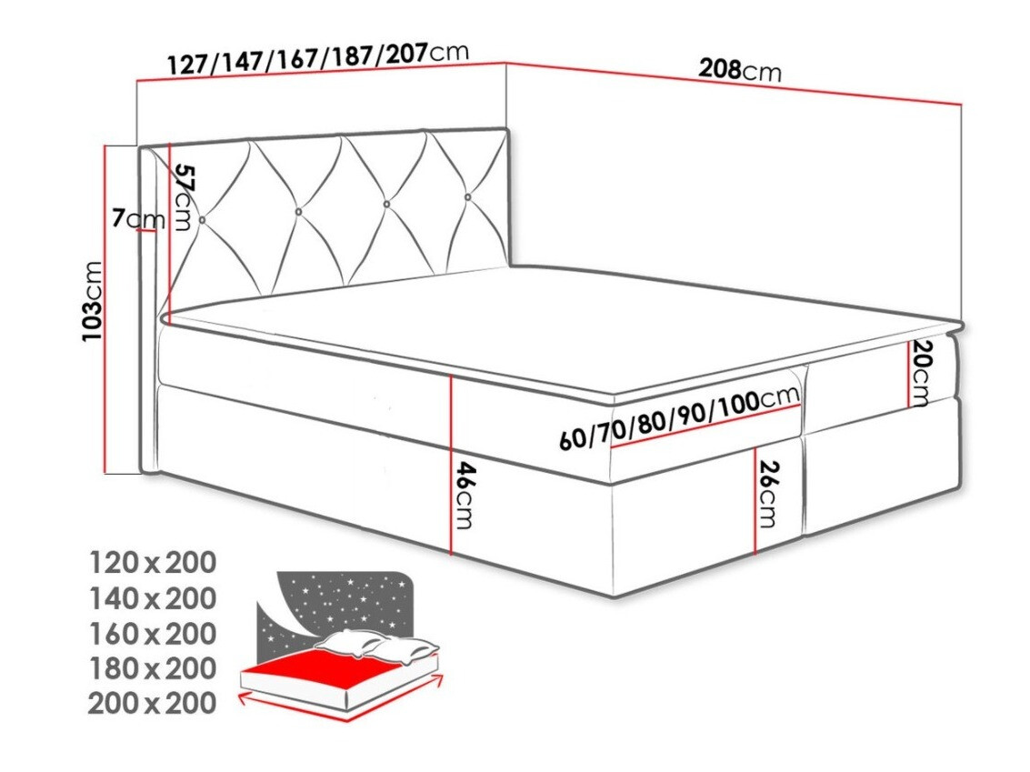 Boxspring postelja Litus (Mono 235)