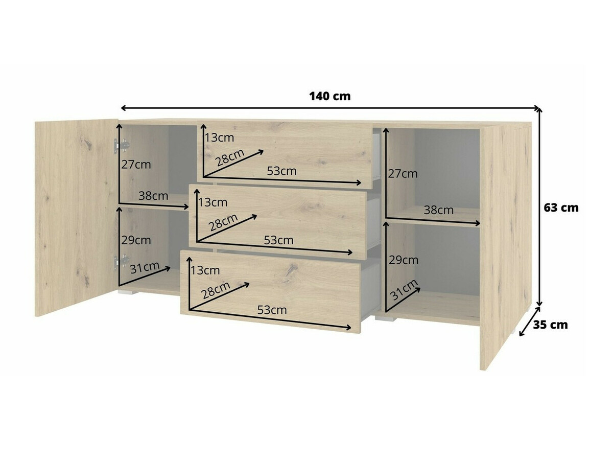 Komoda Revmiru 103 (Črna + Wotan hrast)