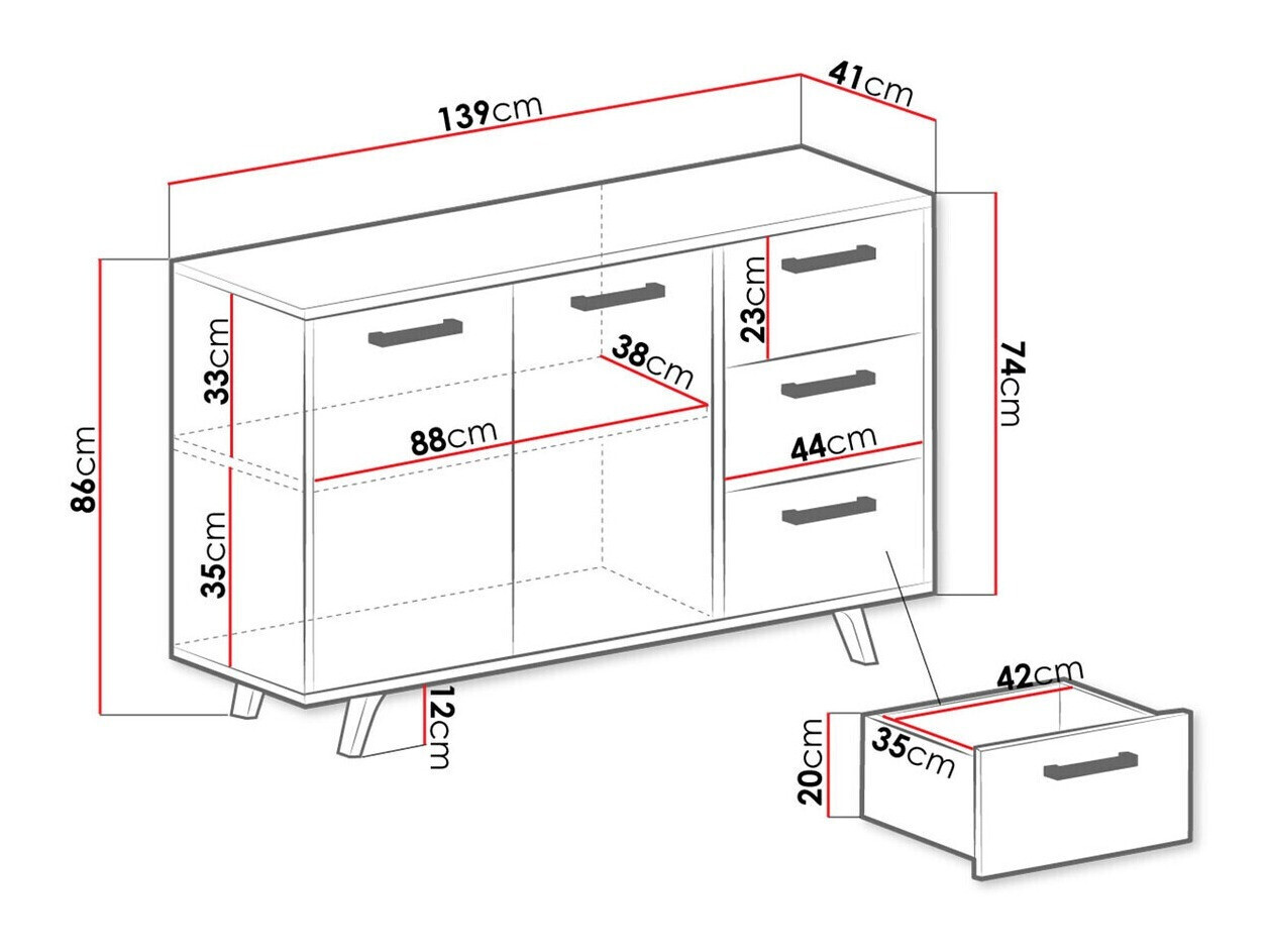 Komoda Rosa (Modra + Zlata)
