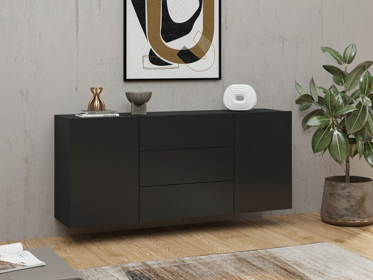 Komoda Revmiru 103 (Črna + Wotan hrast)
