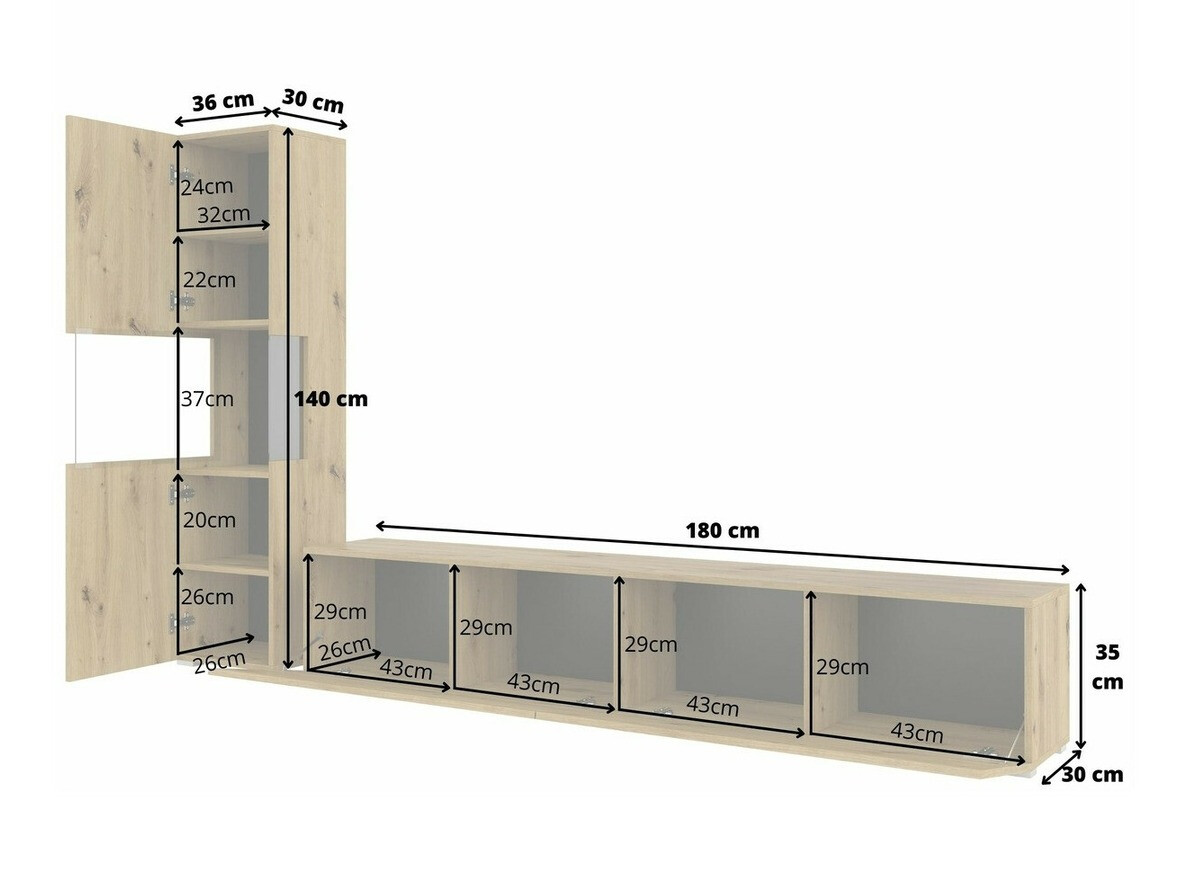 Komplet za dnevno sobo Revmiru 105 (Črna + Wotan hrast)