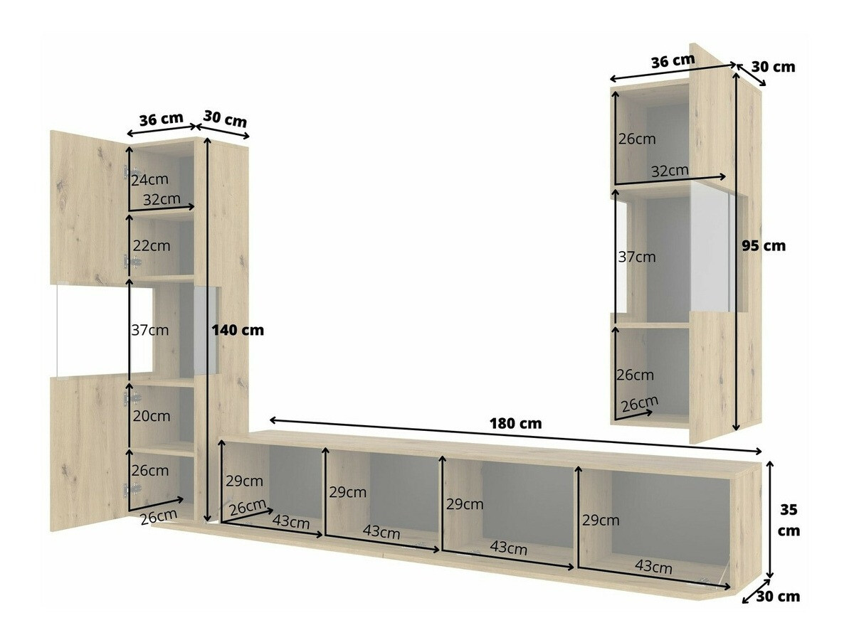 Komplet za dnevno sobo Revmiru 106 (Bela + Wotan hrast)