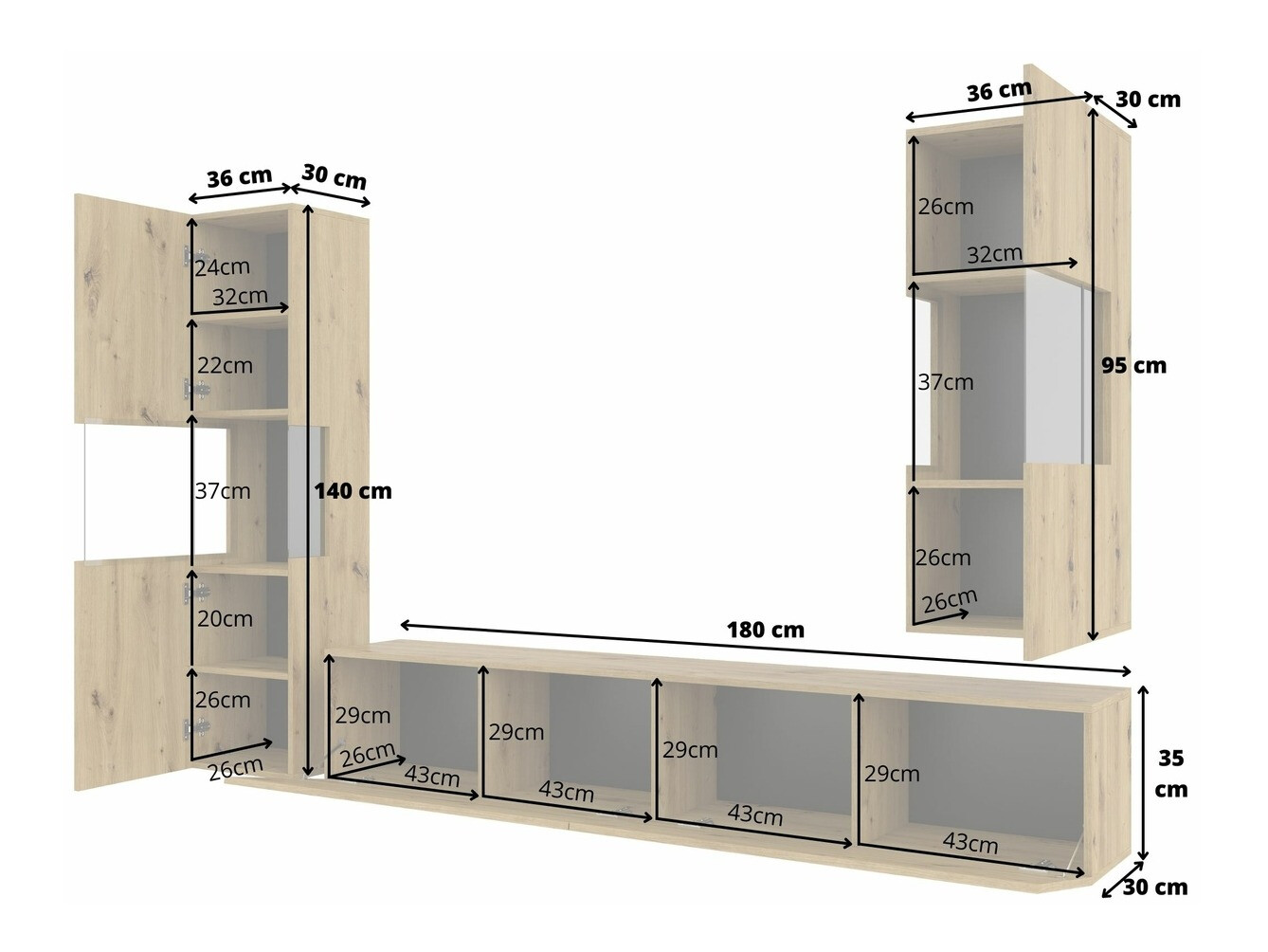 Komplet za dnevno sobo Revmiru 106 (Črna + Wotan hrast)